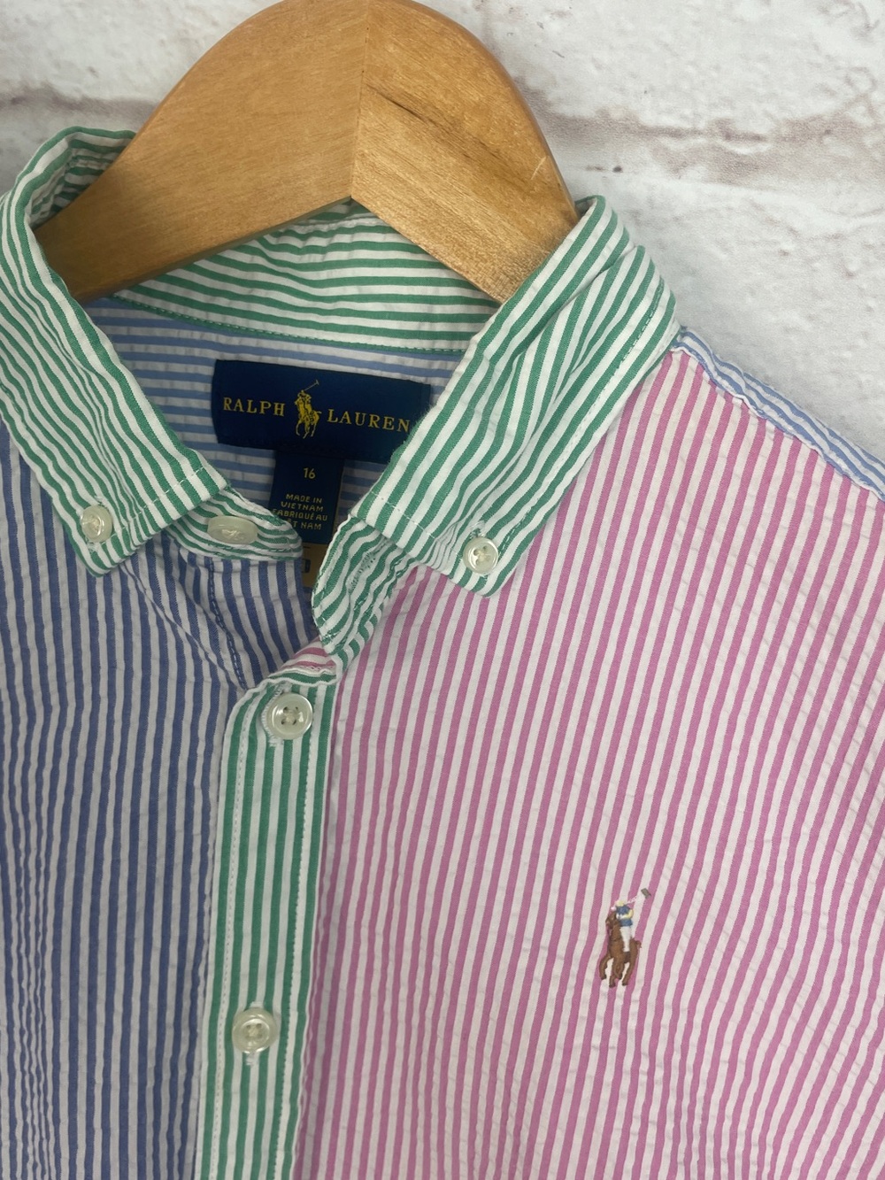 Ralph Lauren Striped Seersucker Fun Shirtdress Size 16 - Picture 4 of 10